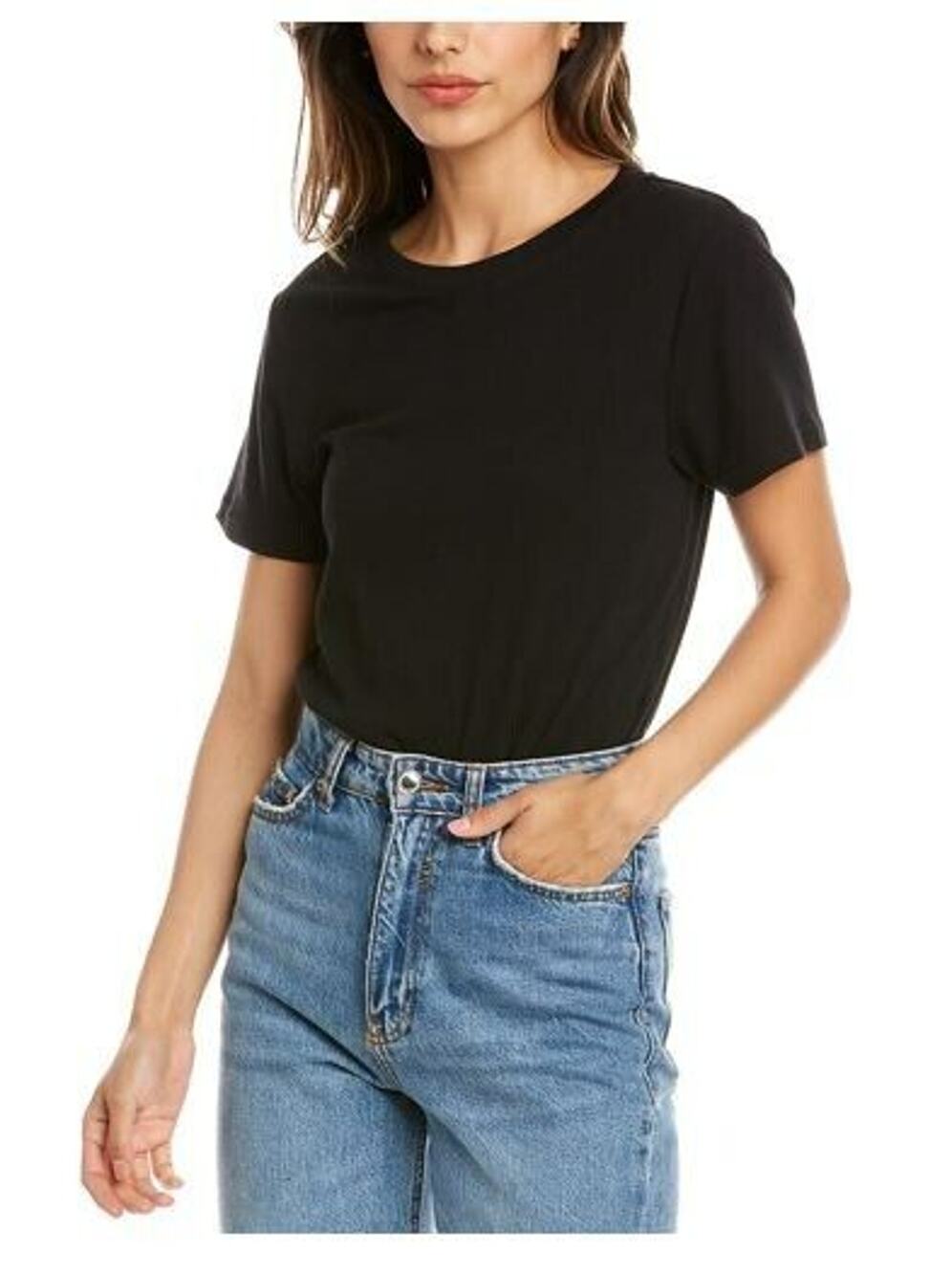 New WeWoreWhat Short Sleeve T-Shirt Bodysuit Jersey Knit Black Classic Medium